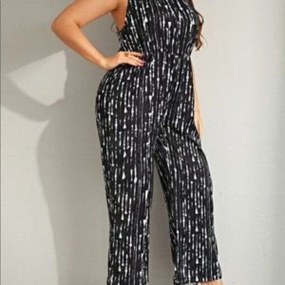 New Boho Sexy Summer Jumpsuit Halter Neck Sleeveless Chiffon Wide Leg Long Pant - Picture 6 of 11